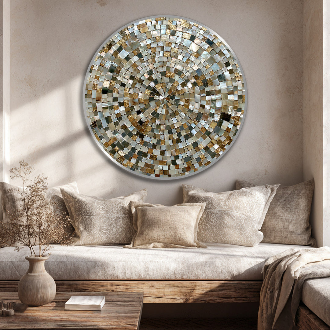 Golden Spiral Harmony – Mosaic Pattern Oil Painting