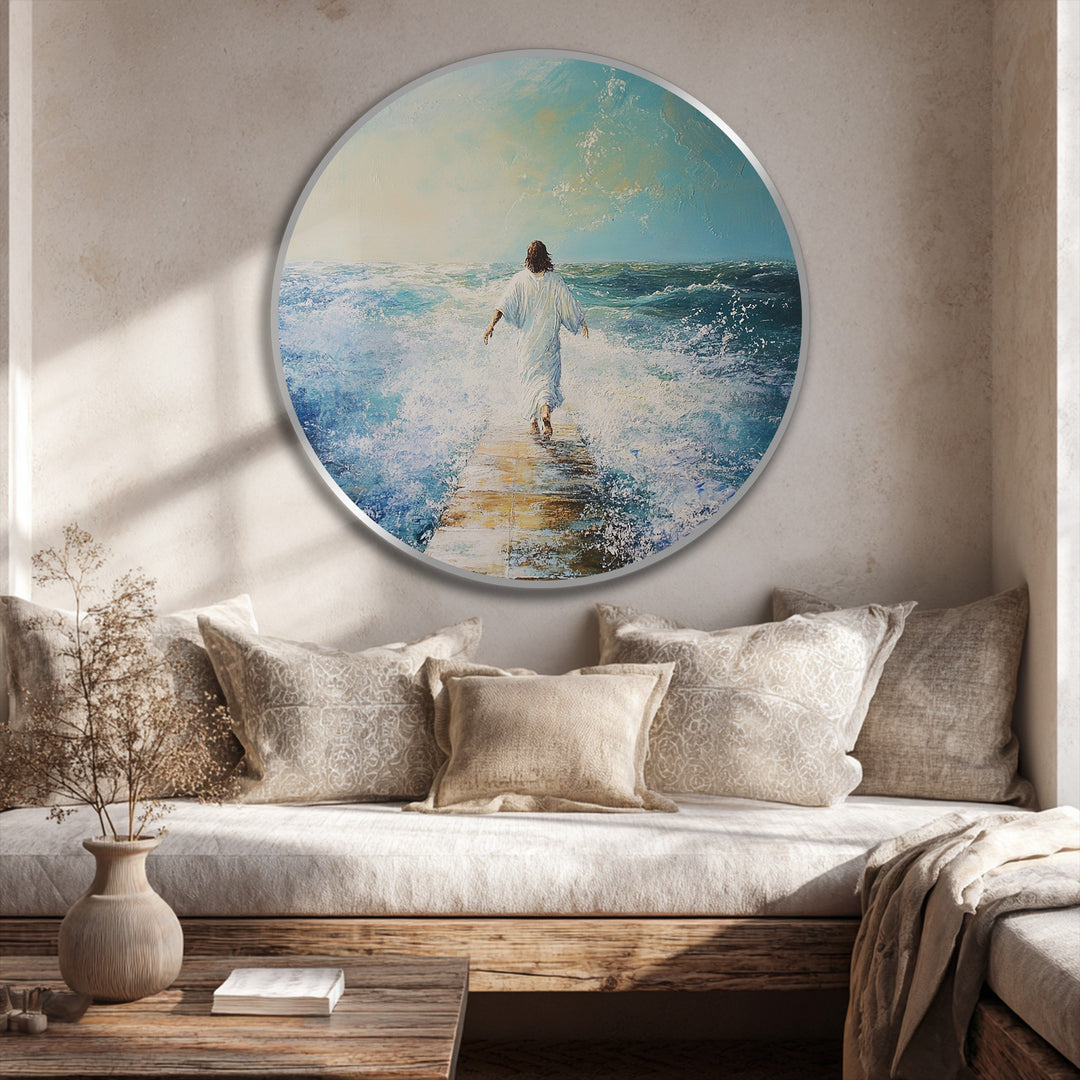 Thick brushstrokes and rich pigments showcase the premium quality of this round Path of Faith oil painting, a testament to fine oil painting art prints.