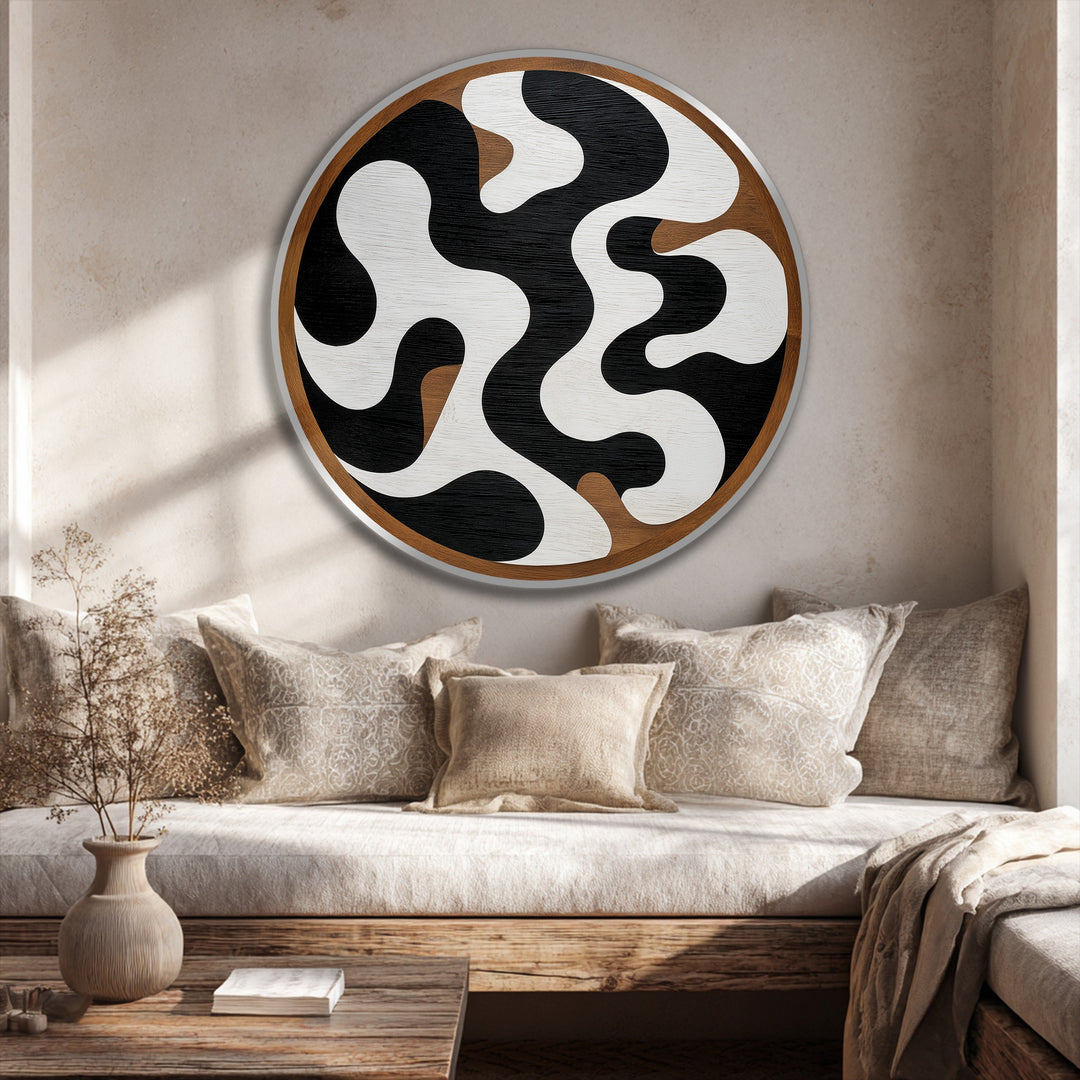 Flux monochrome–Rond abstrait Tableau Peinture à l’huile