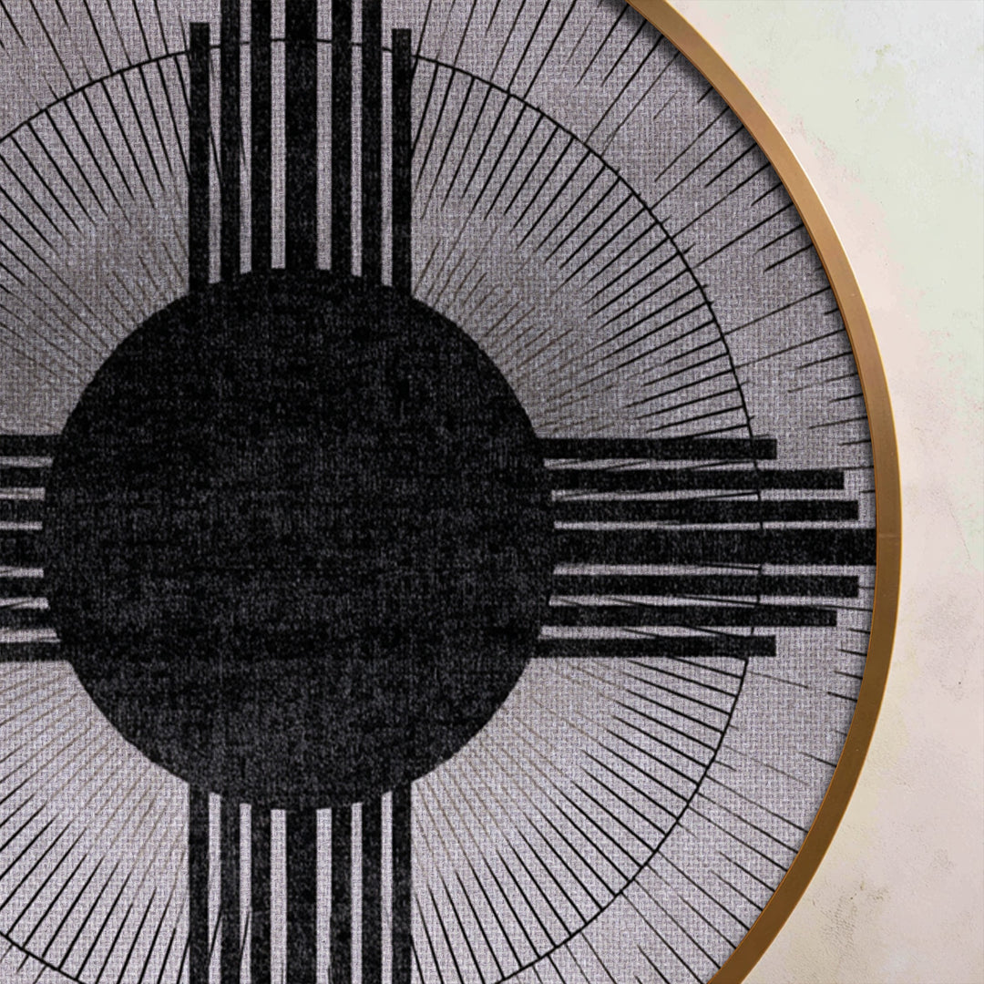 Toile abstraite moderne géométrique à motif de soleil circulaire–Art mural minimaliste