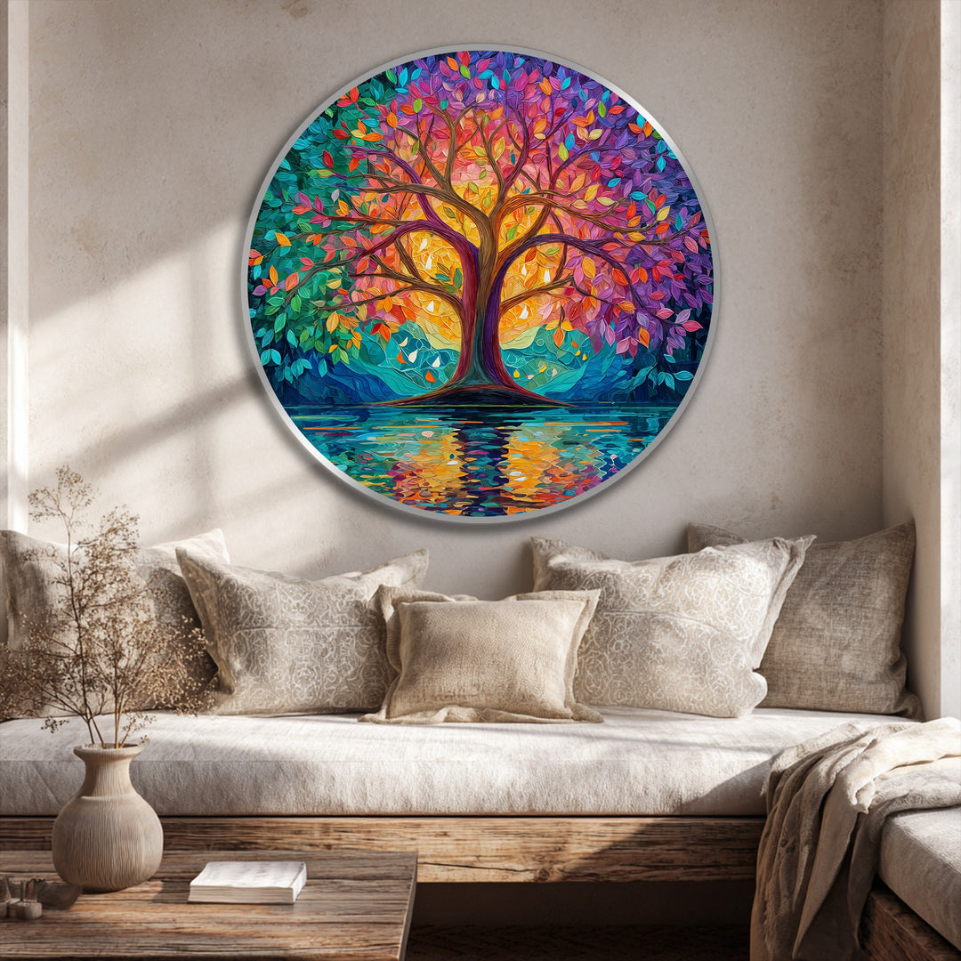 Árbol de espectro radiante: círculo abstracto colorido Cuadro al óleo