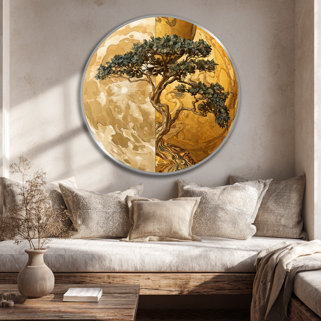 dual color tree oil painting