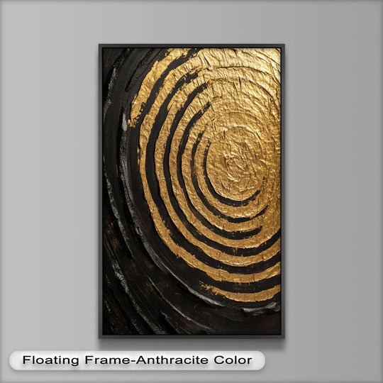 Textured brushstrokes and high-quality pigments define this golden ripple radiance, exemplifying modern oil painting art in a luxe abstract piece.