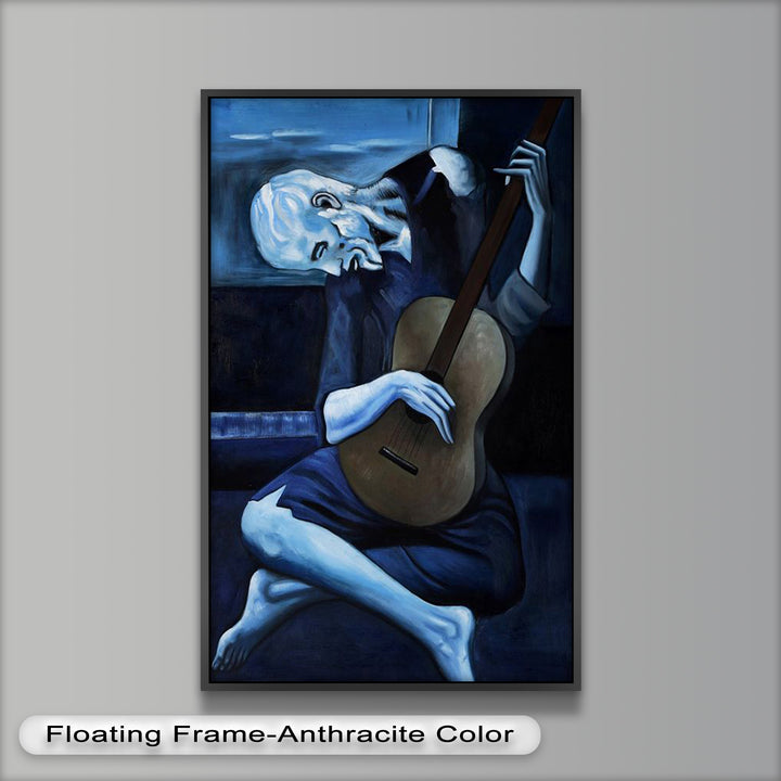 Melancholy Strings – Blue Period-Inspired Guitarist Oil Painting