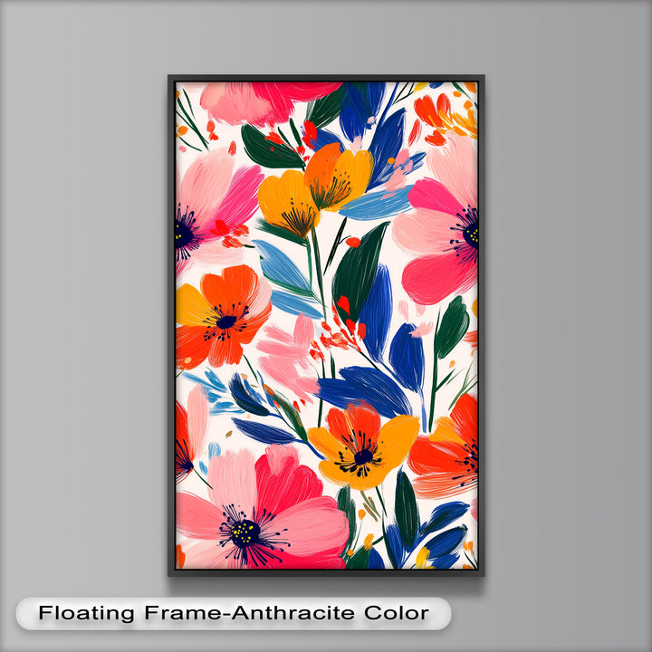 Joyful Bloom Burst – Lebendiges abstraktes Blumenölgemälde