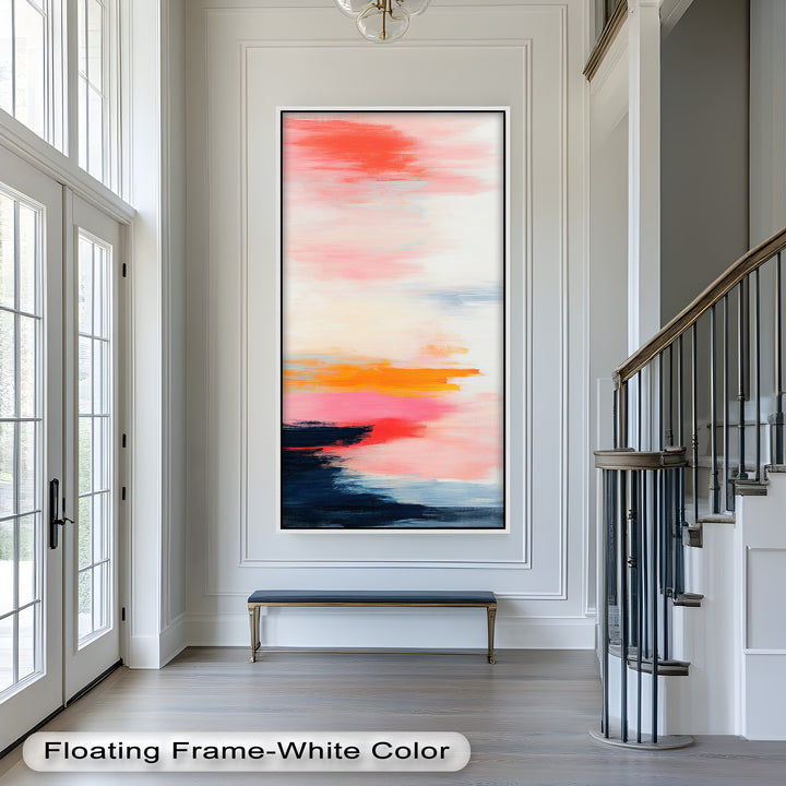 Blush Horizon – Abstraktes Ölgemälde mit Sonnenuntergangshimmel