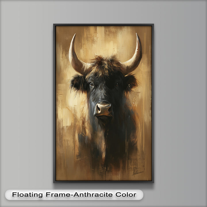 Bull in Amber Tones - Animal Oil Painting