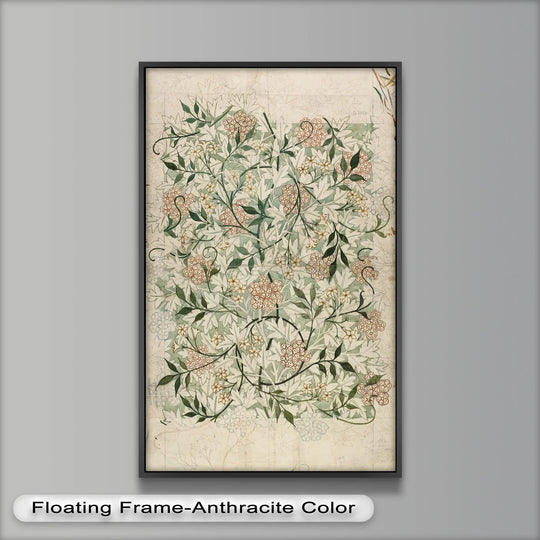 Flowing vines and tangled blossoms create a sense of movement in this modern oil painting art, showcasing a delicate botanical vine pattern with soft flowers.