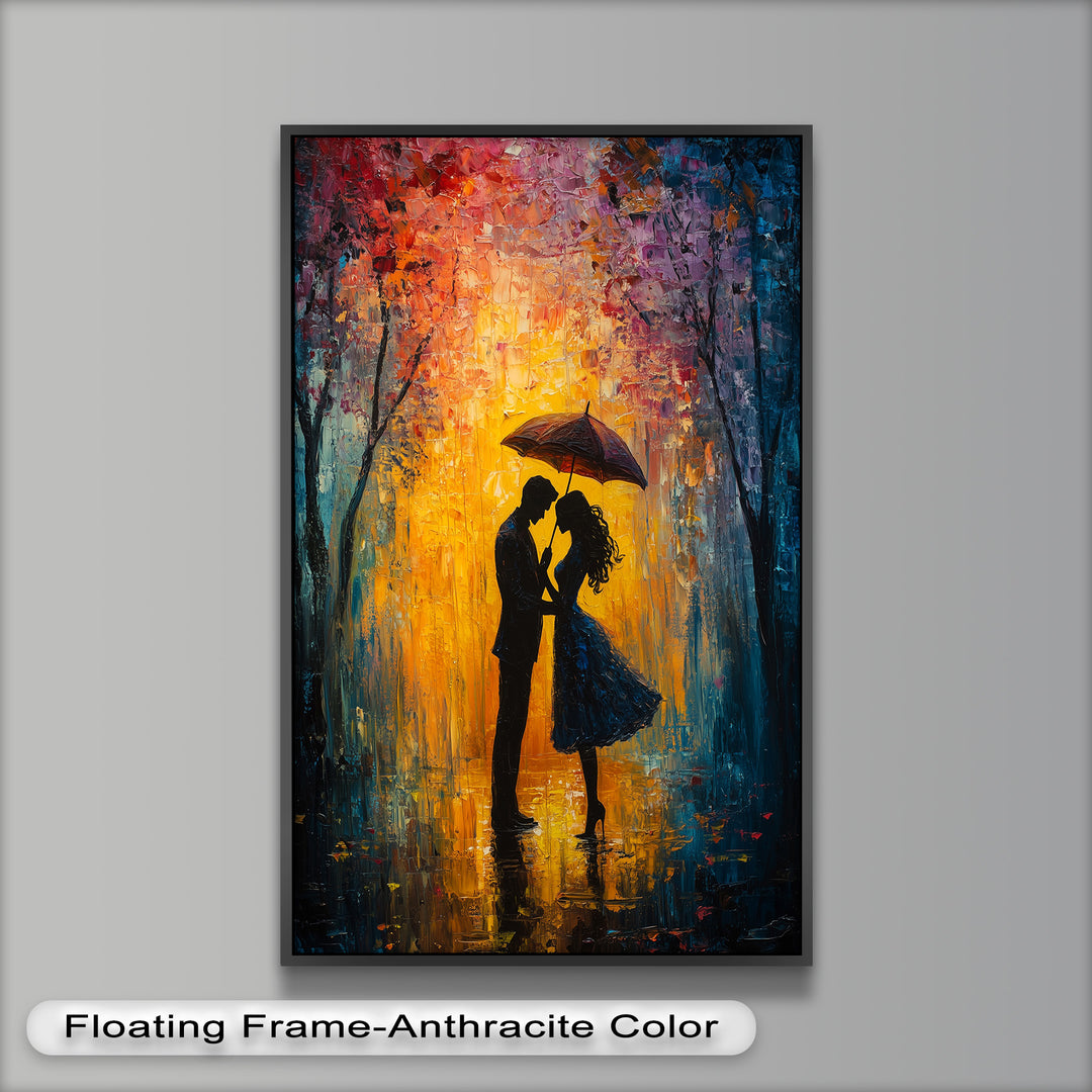 Lovers Under Autumn Glow – Romantic Couple Oil Painting