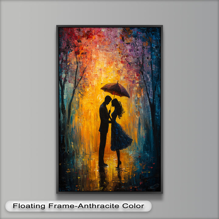 Lovers Under Autumn Glow – Romantic Couple Oil Painting
