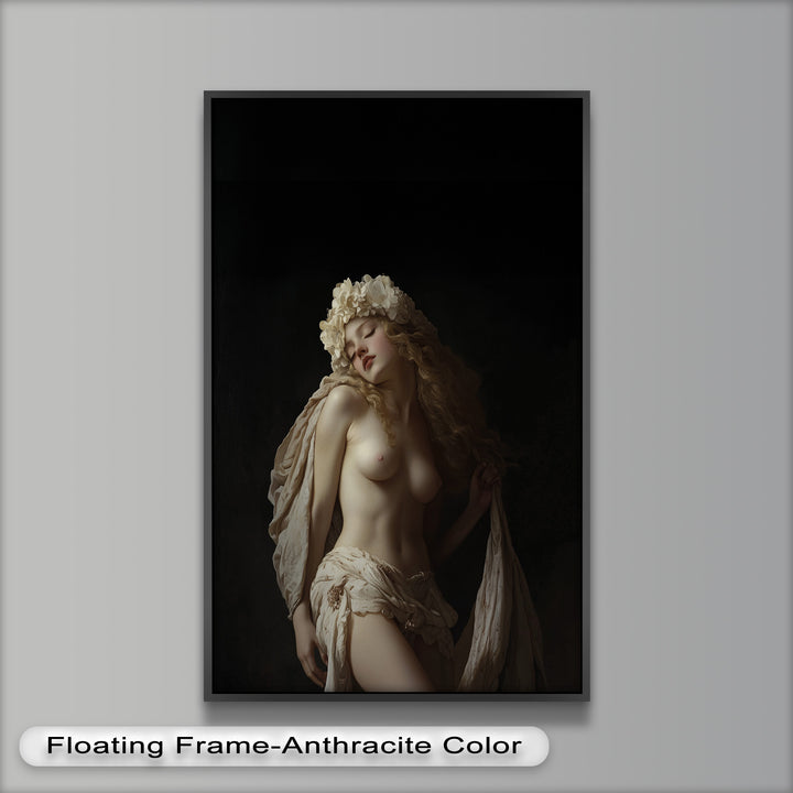 Moonlit Reverie – Classical Nude with Floral Crown Oil Painting