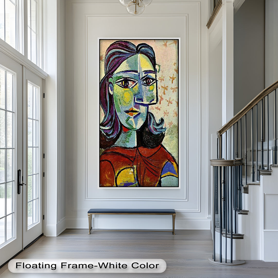 Colorful Portrait with Butterfly Accents - Picasso Oil Painting
