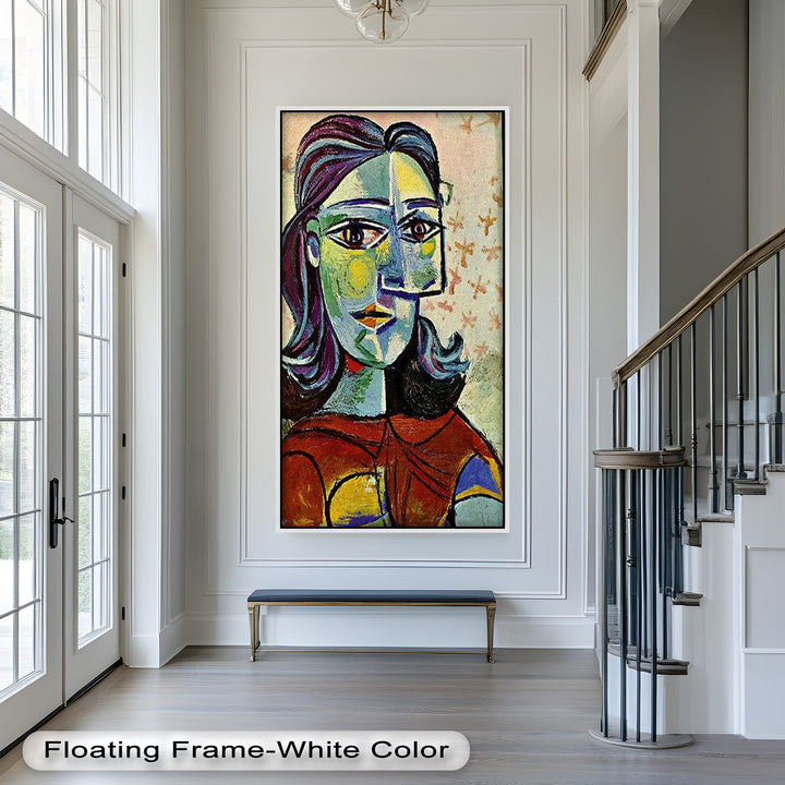 Colorful Portrait with Butterfly Accents - Picasso Oil Painting