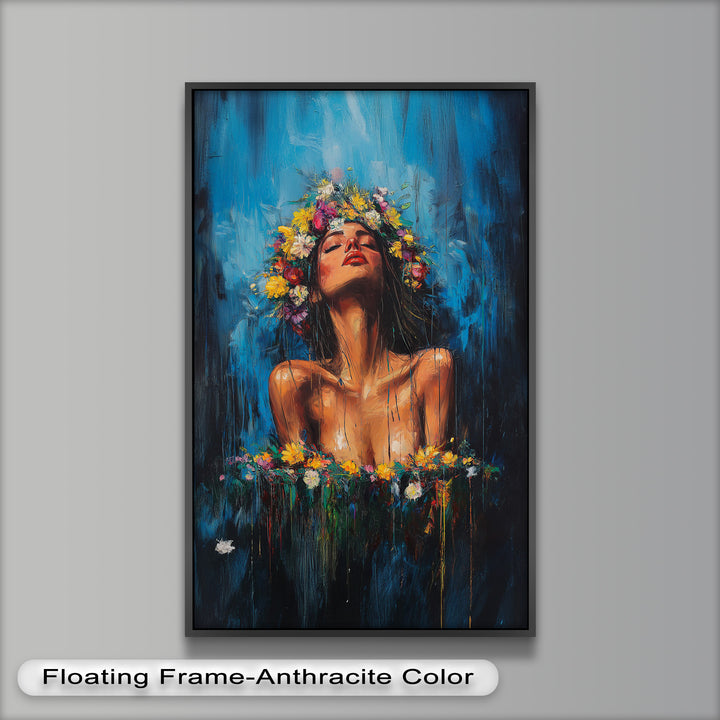 Floral Reverie – Ethereal Woman with Flower Crown Oil Painting