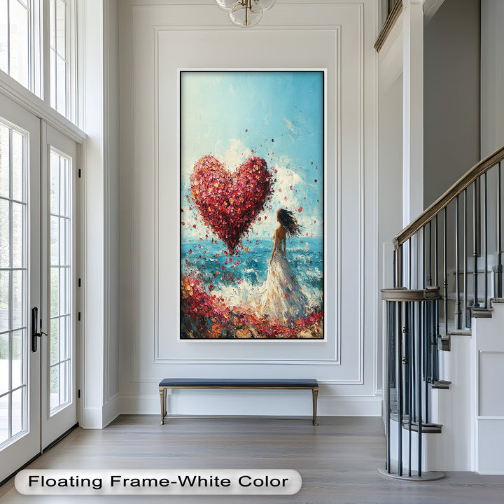Petals of Love – Romantic Woman by the Sea Love Oil Painting