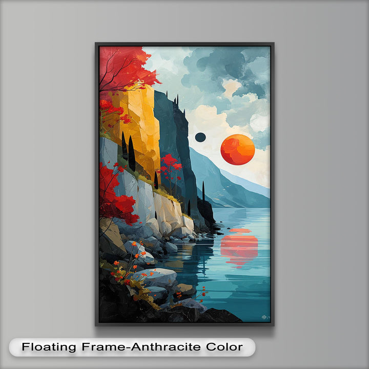 Celestial Cliffs – Surreal Coastal Landscape Picasso Oil Painting
