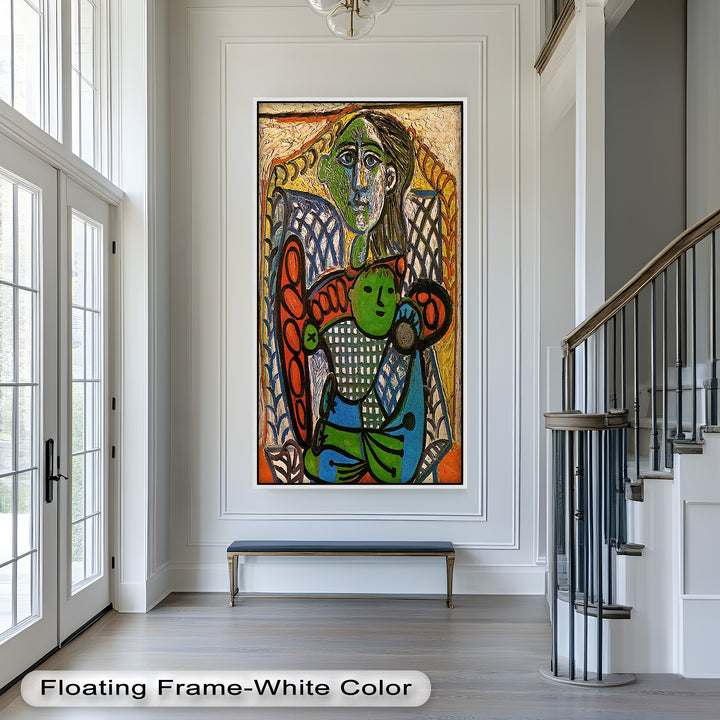 Green Embrace – Mother and Child Picasso Oil Painting