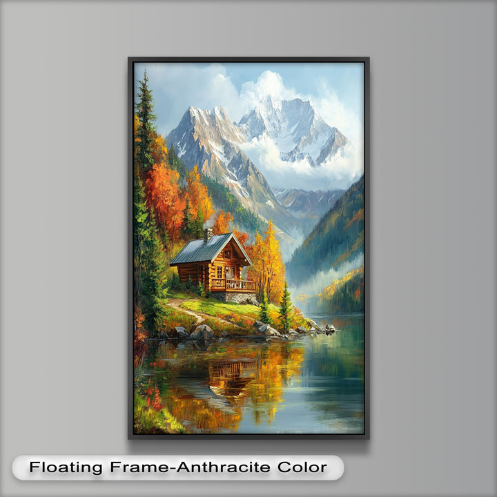 Herbst-Retreat – Berghütte am Lake Hudson River Ölgemälde