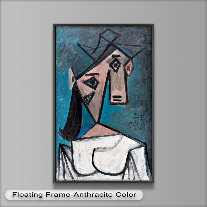 Angular Expression – Cubist Woman in White Dress Picasso Oil Painting