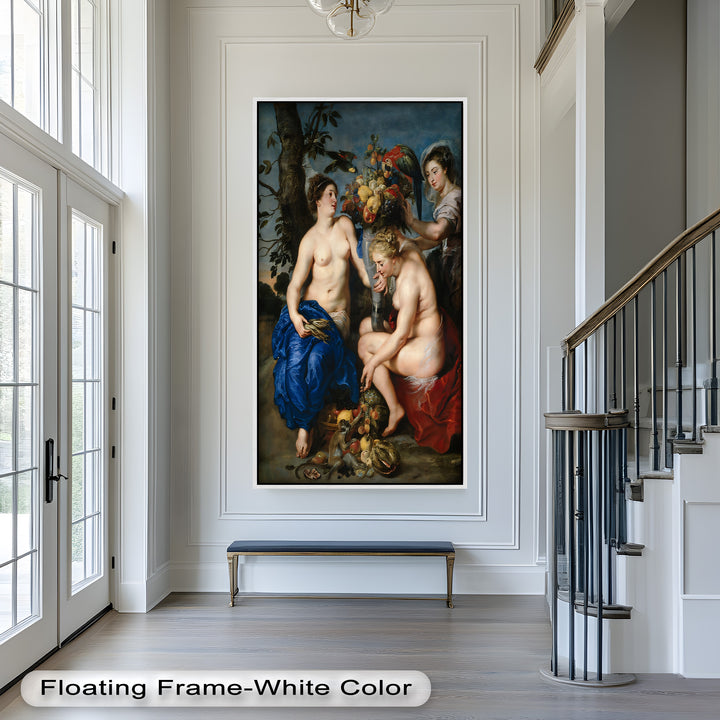 Bountiful Companions – Renaissance Oil Painting of Fruit and Femininity