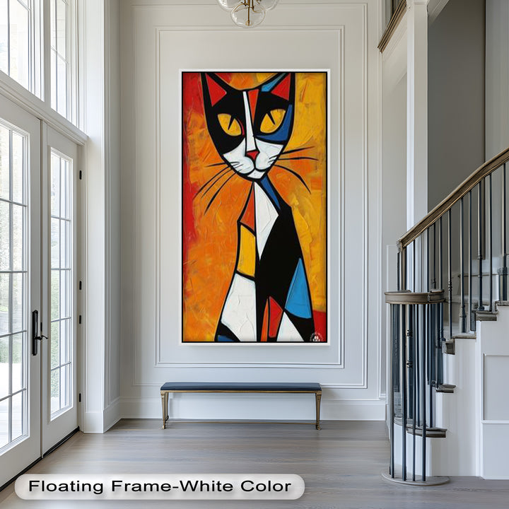 Geometric Feline – Abstract Cat Picasso Style Oil Painting