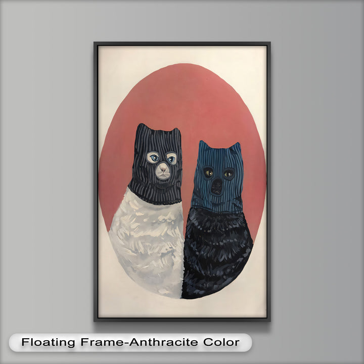 Masked Companions – Contemporary Cat Oil Painting