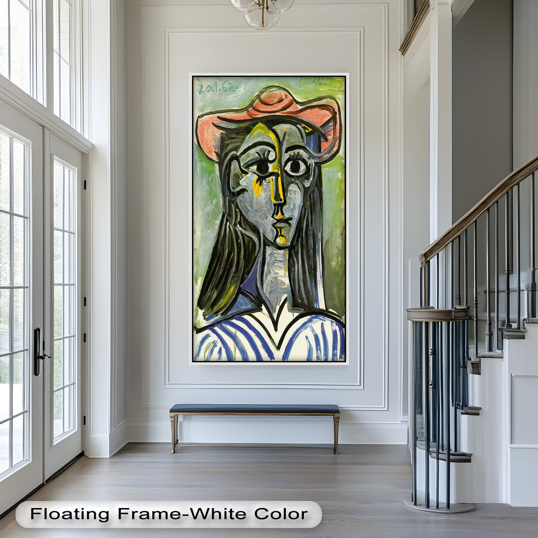 Woman in Rose Hat – Expressive Cubist Portrait Picasso Oil Painting