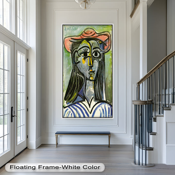 Woman in Rose Hat – Expressive Cubist Portrait Picasso Oil Painting