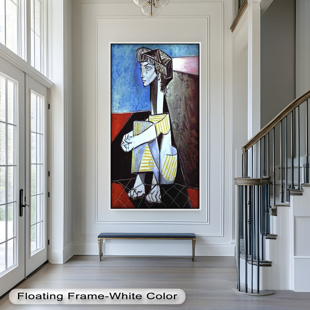 Seated in Reflection – Picasso Style Abstract Oil Painting