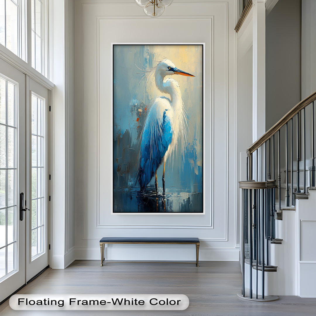 Modern Blue Heron - Animal Oil Painting