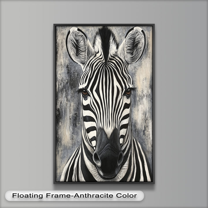 Zebra Portrait – Bold Black and White Animal Oil Painting