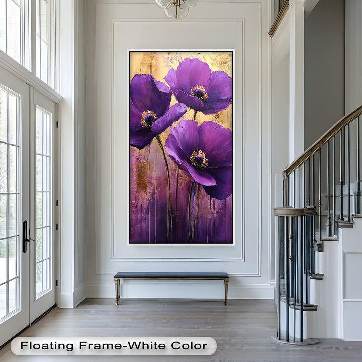 Purple Florals with Gold Accents - Flower Oil Painting