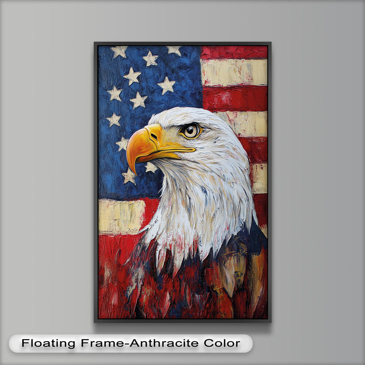 Amerikanischer Weißkopfseeadler Portrait - Patriotisches Ölgemälde