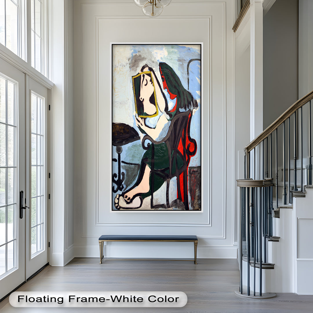 Woman with Mirror – Abstract Reflection Picasso Oil Painting