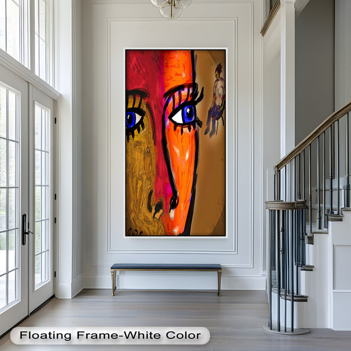 Gaze of Fire – Abstract Portrait with Distant Figure Picasso Oil Painting