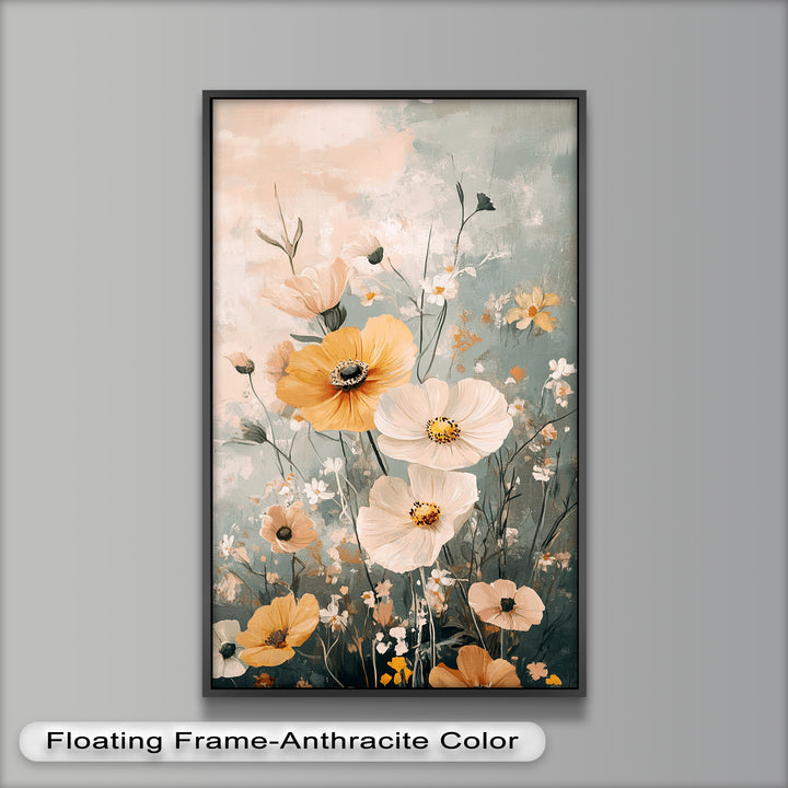 Golden Meadow Bloom - Boho Oil Painting