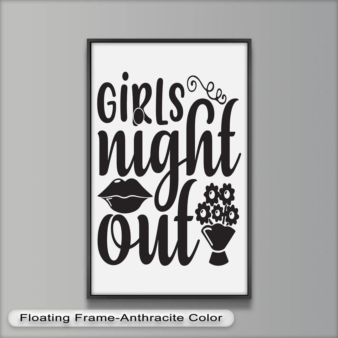 Playful Feminine Oil Painting – “Girls Night Out” Handwritten Quote Art
