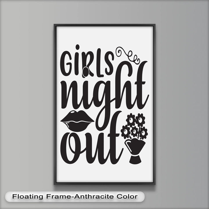 Playful Feminine Oil Painting – “Girls Night Out” Handwritten Quote Art
