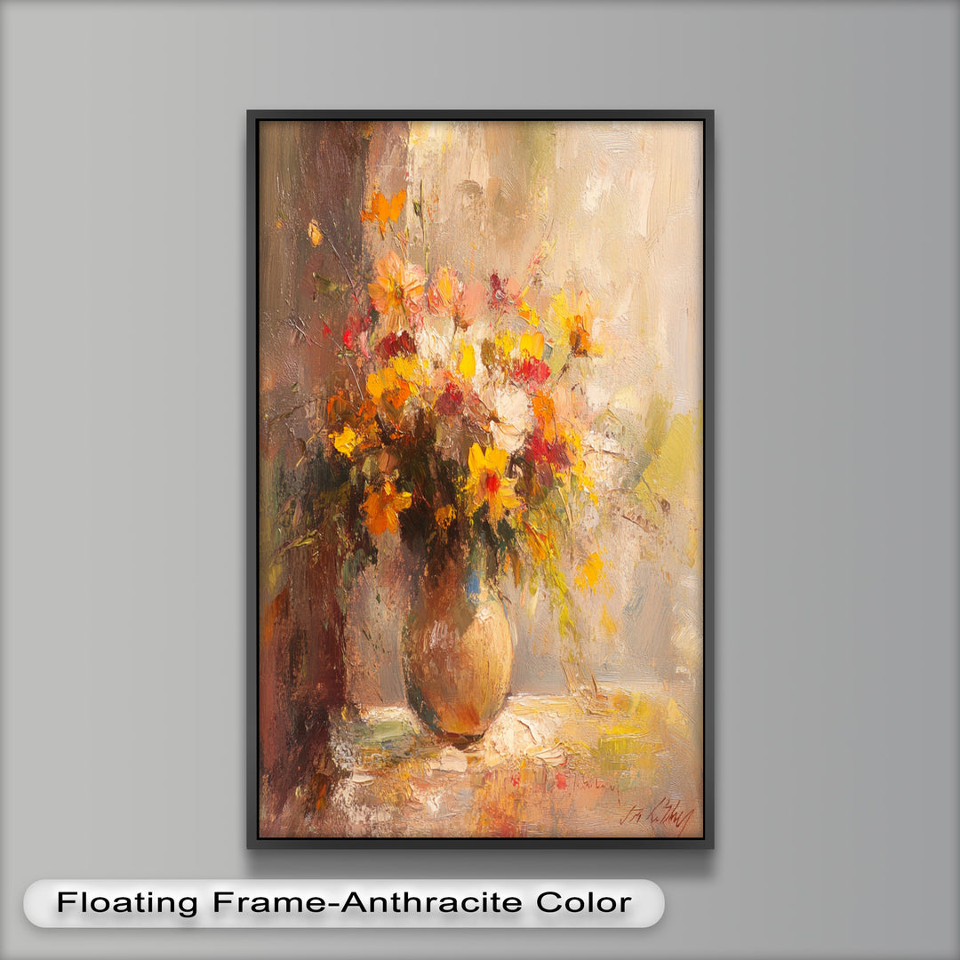 Sunlit Harmony – Vibrant Wildflower Still Life Flower Oil Painting