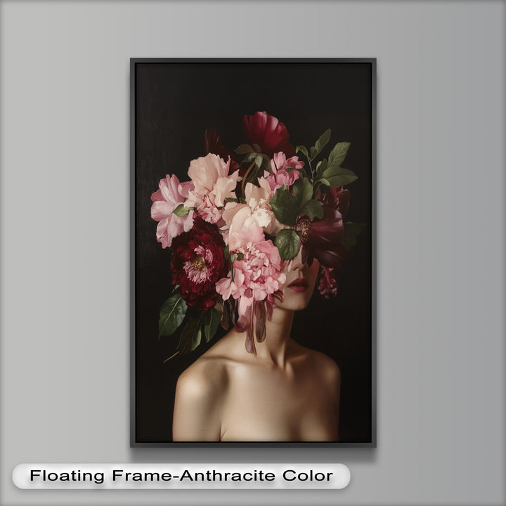 Blossom Veil – Romantic Floral Portrait Oil Painting