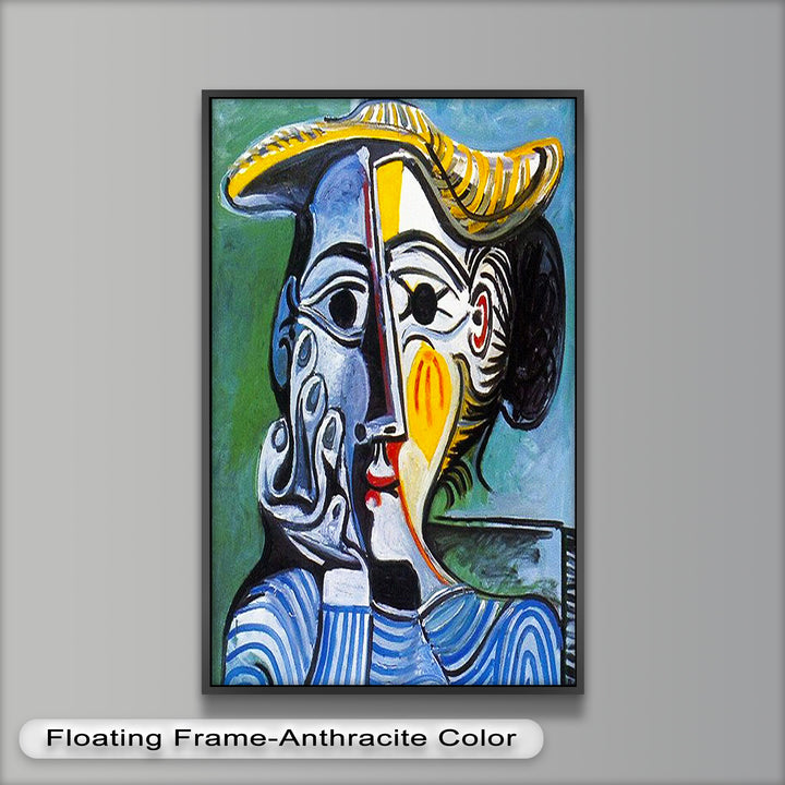 Striped Elegance – Picasso Cubist Portrait Oil Painting