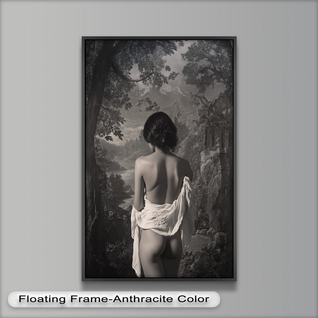 Silent Reverie – Classical Nude in Monochrome Oil Painting
