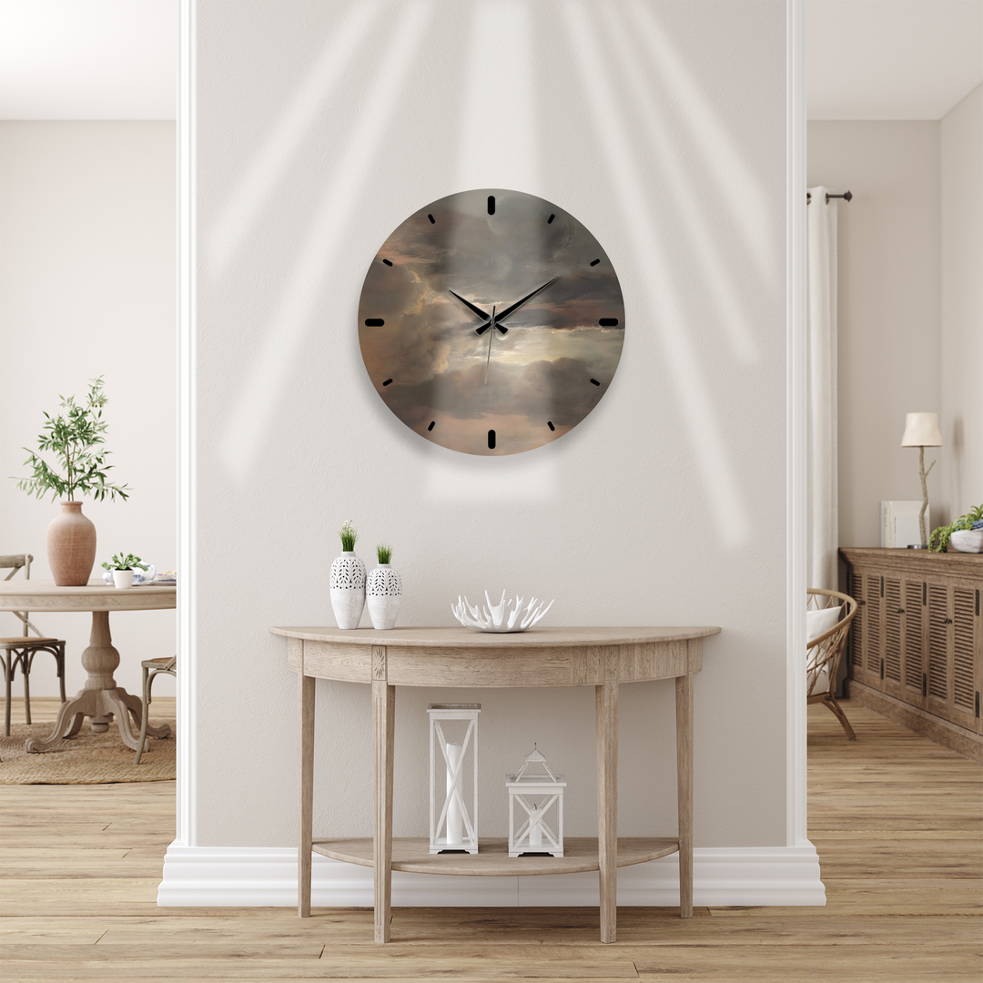 Storm Clouds Glass Wall Clock – Moody Sky Wall Decor