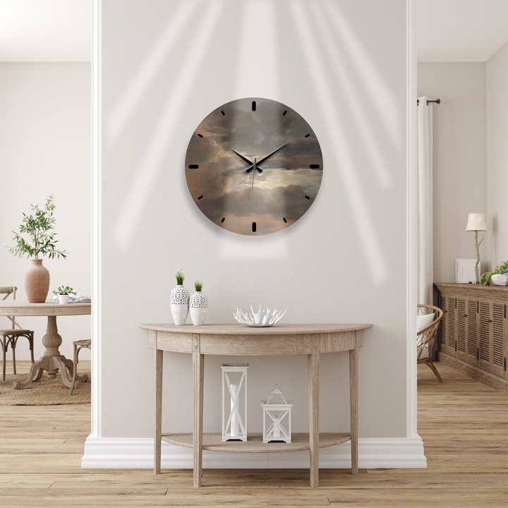 Storm Clouds Glass Wall Clock – Moody Sky Wall Decor