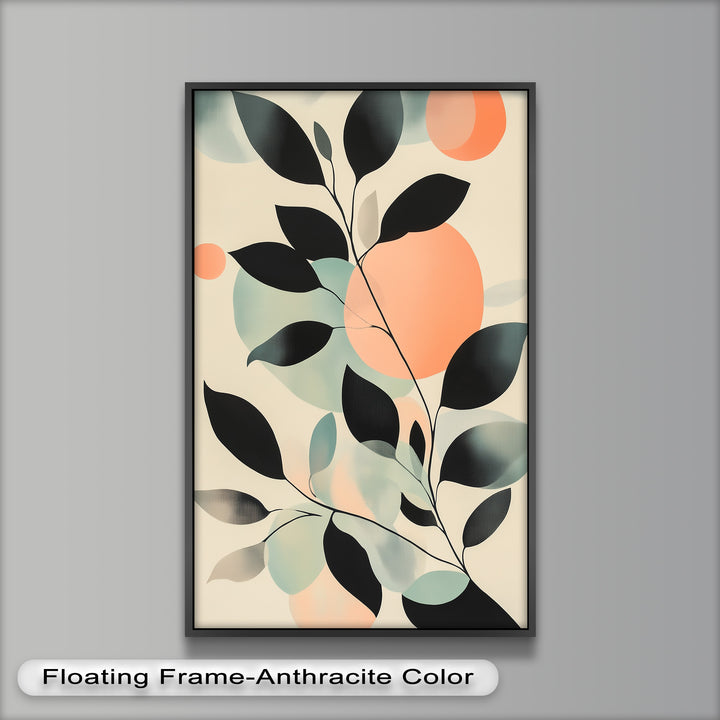 Blush Eclipse – Minimalist Botanical Silhouette Oil Painting