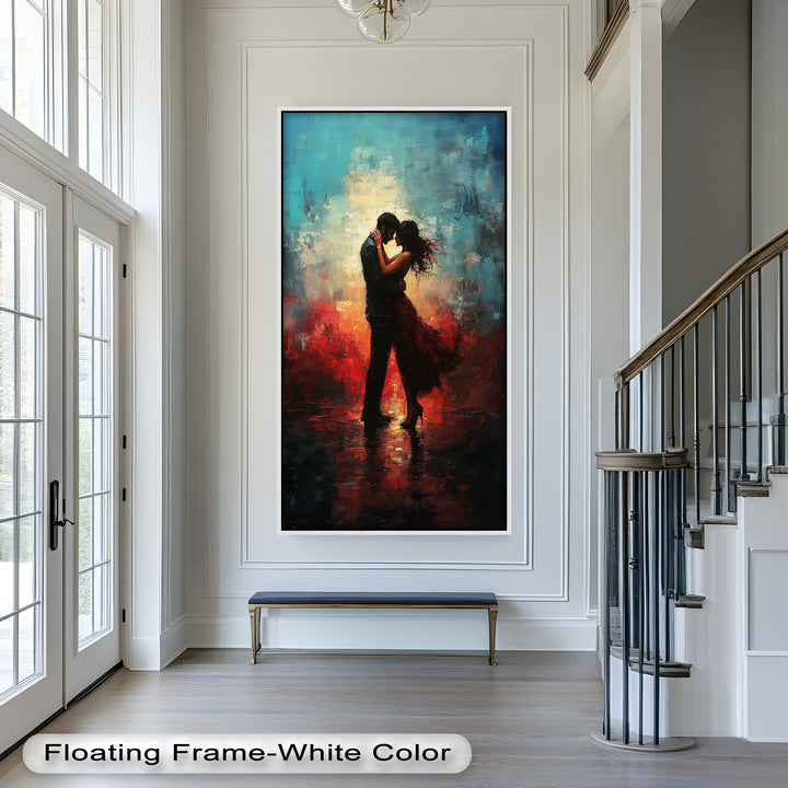 Eternal Flame – Embracing Couple at Sunset Love Oil Painting