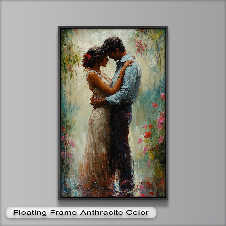 Romantic Couple Surrounded by Blooms - Love Oil Painting
