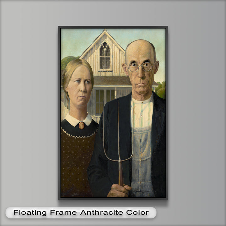 American Gothic – Ikonisches Porträt des Mittleren Westens, historisches Ölgemälde