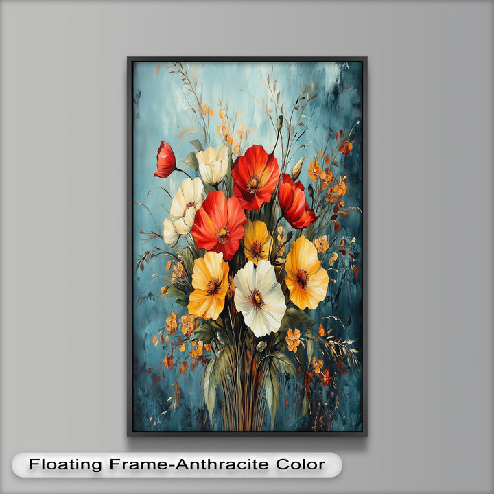 Vibrant Harmony – Multicolored Bloom Bouquet Flower Oil Painting