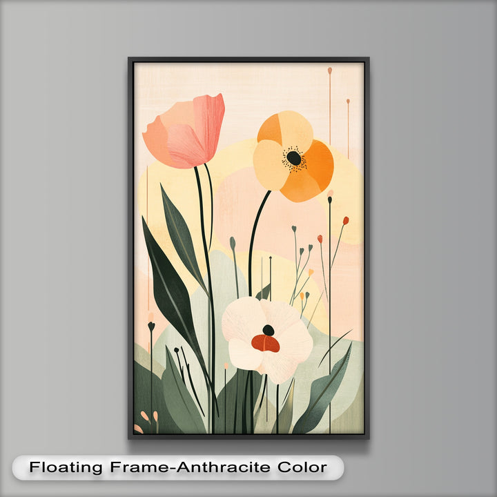Sonnengeküsstes Trio – Minimalistisches florales Ölgemälde